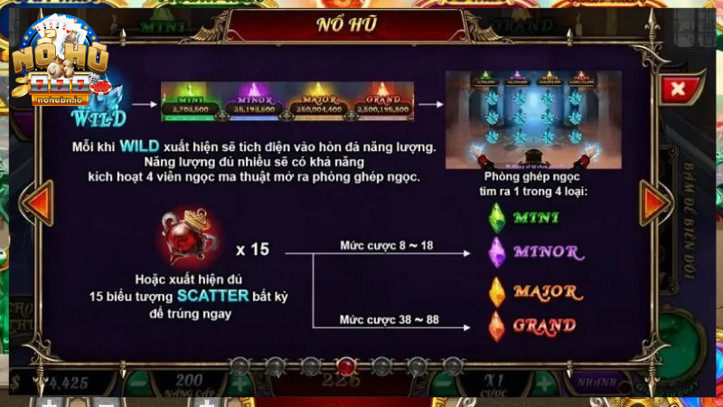 Chế độ nổ hũ trong game Bá Tước Quyền Năng